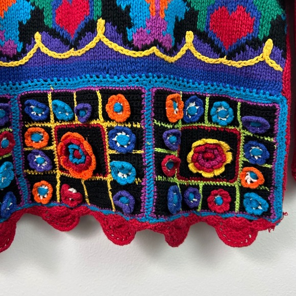 Vintage Womens Casual Corner Knit Sweater 1993 Embroidered Multicolor Size M - Picture 4 of 9